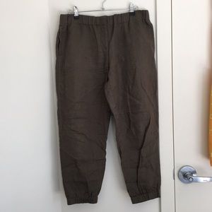 Cottonworld linen olive green trousers